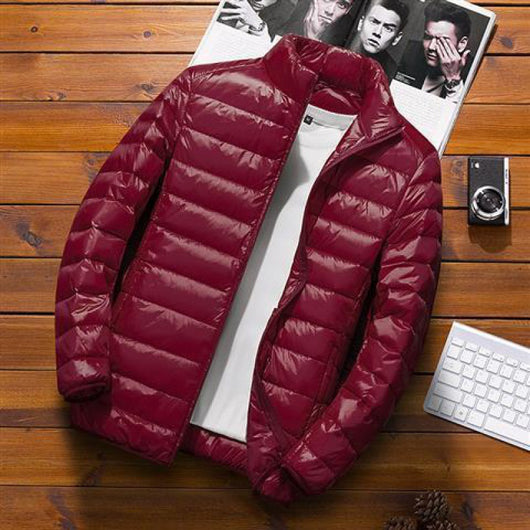 Chaqueta Deportiva Acolchada con Plumón - Colores Sólidos y Diseño Ligero para Invierno - Image 3