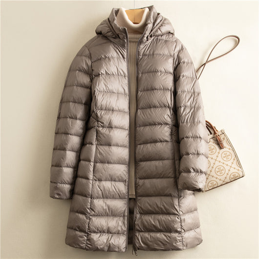Chaqueta Acolchada Ligera Desmontable con Gorro para Mujer