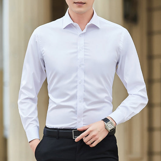 Camisa Blanca de Manga Larga Estilo Coreano para Hombre