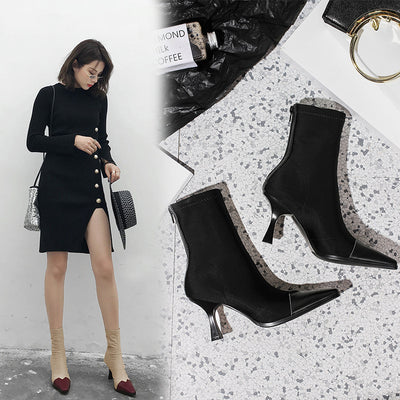 Botas Tobilleras Stiletto con Elástico - Comodidad y Estilo Otoño-Invierno