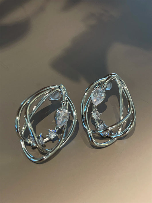 Aretes Metálicos de Diseño Irregular Europeo Americano - Image 10