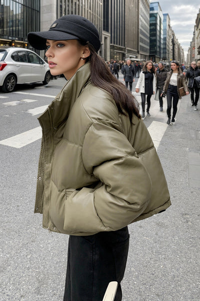 Chaqueta Acolchada de Cuero Desechable Invierno Europea y Americana - Image 30