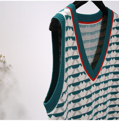 Chaleco Tejido Jacquard con Contraste Retro para Mujer - Image 11