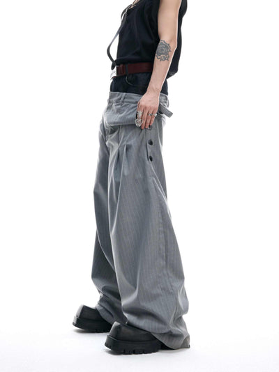 Pantalones Denim Crudo con Diseño de Rayas en Cintura y Costura Artesanal Unisex - Image 11