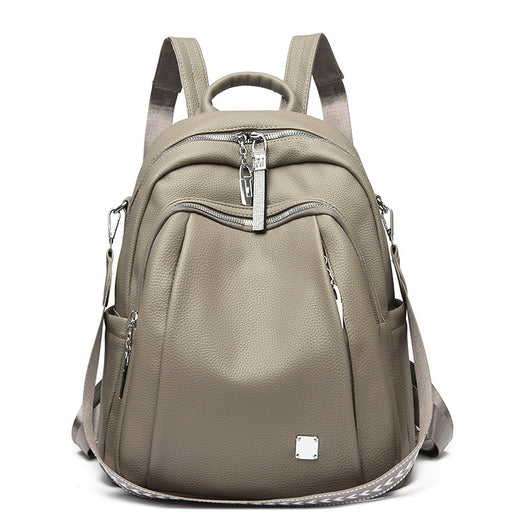 Mochila de Cuero Suave de Gran Capacidad para Estudiantes - Bolsa de Viaje Moderna - Image 9