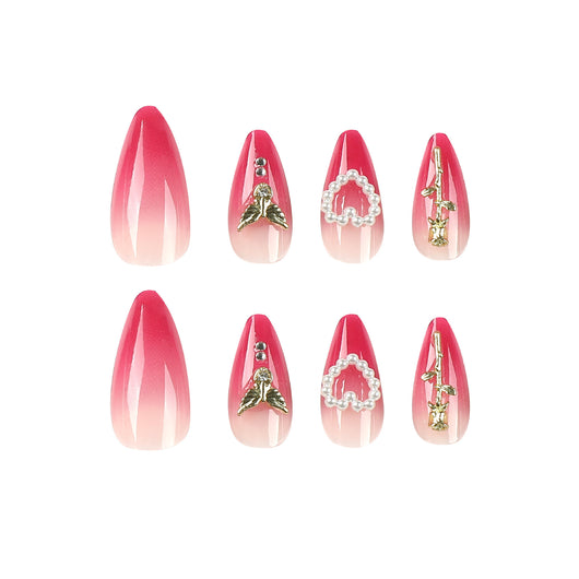 Uñas Postizas Efecto Perla Rosa Degradado 3D - Image 11