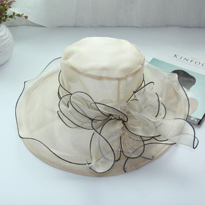 Sombrero de Playa Vintage con Malla Floral y Organza - Image 15