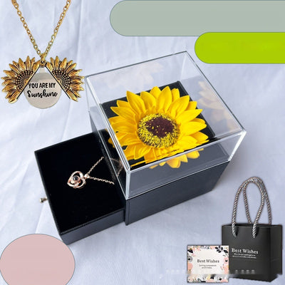 Collar Girasol de Acrílico con Caja de Joyería