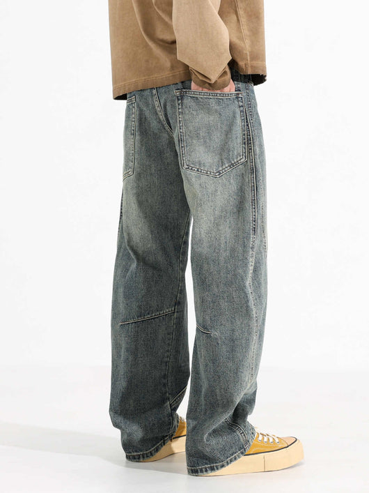 Jeans Sueltos Retro Desgastados de Pierna Ancha para Hombre - Image 5