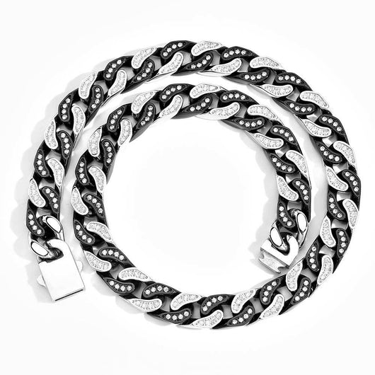 Pulsera Cubana de Acero Titanio con Circones para Hombre - Image 5