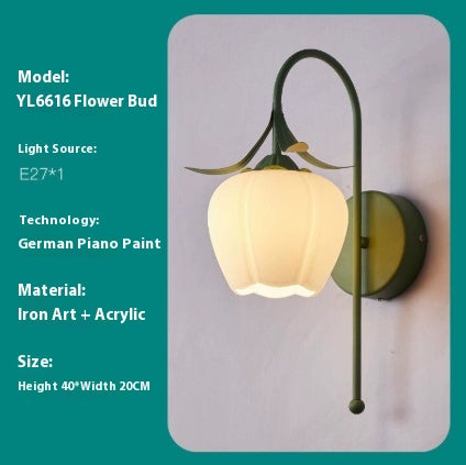 Lámpara de Pared Estilo Crema Flor de Orquídea para Mesita de Noche - Image 11