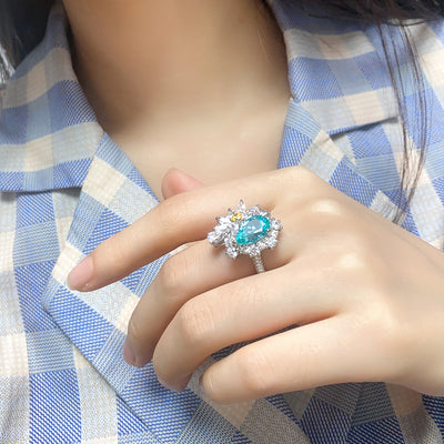 Anillo de Bodas Paraiba con Diamantes para Mujer
