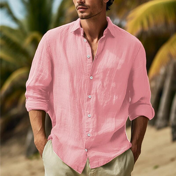 Camisa Casual Talla Grande para Hombre en Colores Sólidos