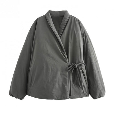 Abrigo Kimono Cruzado Diseño Exclusivo con Cordones y Encaje en Algodón - Image 10