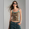 Chaleco Lentejuelas Estampado Leopardo con Tirantes Contraste