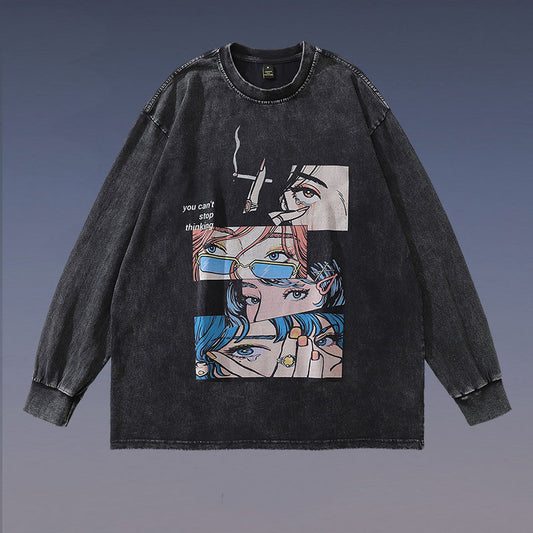 Camiseta Estampado Cartoon Urbano con Efecto Desgastado