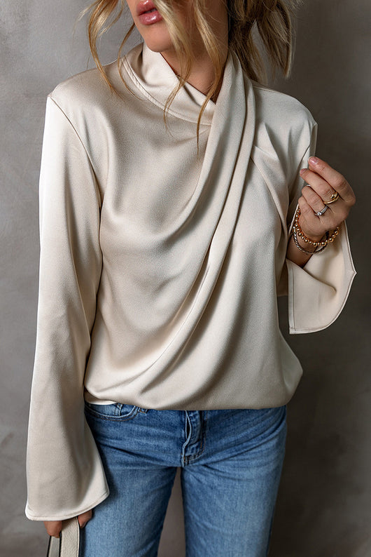 Blusa de Satén y Gasa en Colores Sólidos - Image 14
