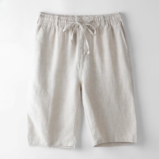Shorts de Lino Casuales Holgados para Playa Hombre
