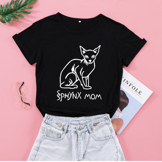 Playera Estampada Gatos sin Pelo con Letras Street Style - Image 22