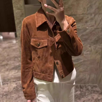 Chaqueta de Cuero Retro Corta