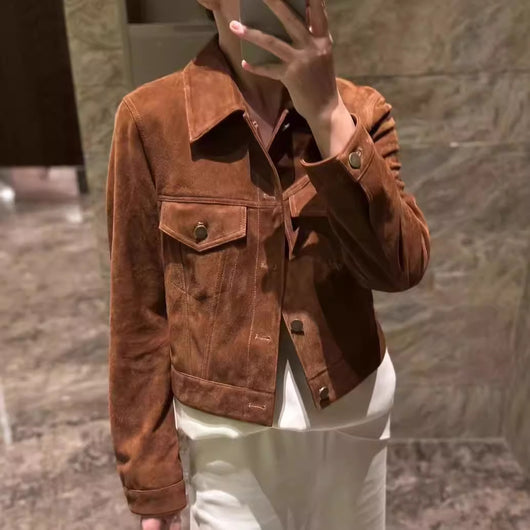 Chaqueta de Cuero Retro Corta