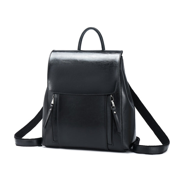 Mochila de Cuero Genuino con Acabado Encerado - Bolso Versátil para Mujer