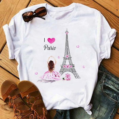 Blusa Romántica de Manga Corta para Mujer con Estampado I LOVET - Image 9