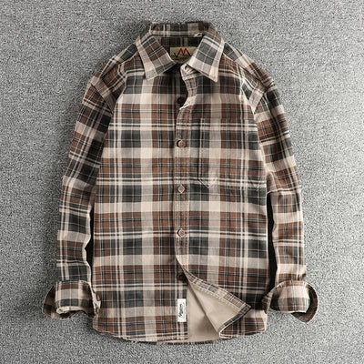 Camisa de Cuadros Manga Larga Texturizada para Hombre - Estilo Casual Lavado - Image 6