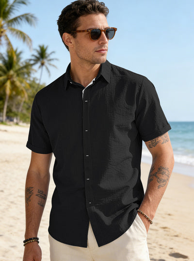 Camisa Casual de Manga Corta con Cuello Solapa - Image 32