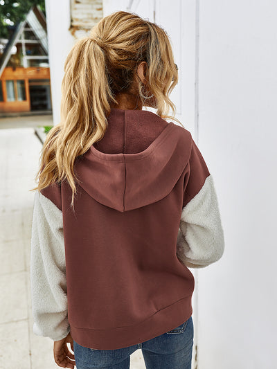 Chaqueta Casual Patchwork con Capucha y Mangas Largas de Contraste - Image 21