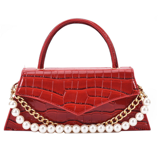 Bolso Cuadrado Pequeño con Patrón Retro y Perla, Bandolera de Moda - Image 11