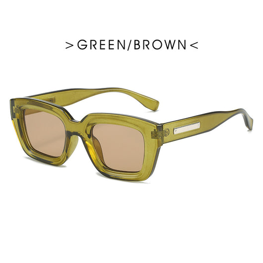 Square fashionable anti-ultraviolet sunglasses with a translucent brown frame and dark brown lenses. - Image 7