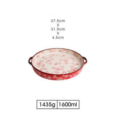 Bandeja de Horneado Cerámica Pintada a Mano con Flores de Cerezo Japonesas - Image 12