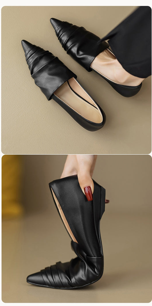 Zapatos Planos de Punta Fina en Negro y Crema - Image 18