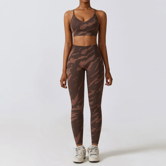 Traje de Yoga Estampado Camuflaje sin Costuras - Image 5