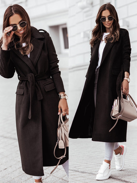 Abrigo de Lana con Cuello V y Mangas Largas para Otoño e Invierno - Image 11
