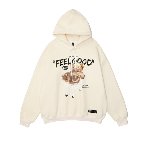 Sudadera con Capucha Estilo Hong Kong - Diseño Letra Oso Unisex Holgada y Cómoda