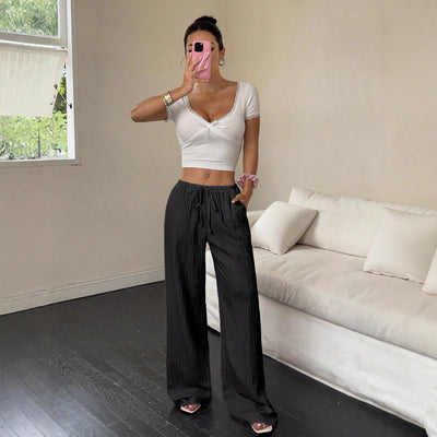 Pantalones Casuales para Mujer con Cintura Ajustable y Detalles de Cordones - Image 22
