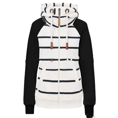Sudadera con Capucha a Rayas y Cierre Frontal para Mujer - Image 9