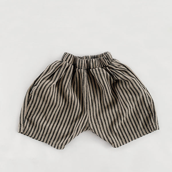 Shorts Infantiles de Algodón y Lino con Rayas Verticales para Verano - Image 6