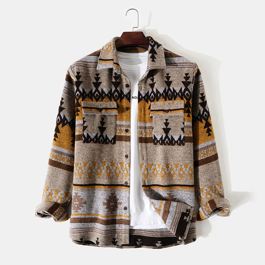 Chaqueta Estampada de Manga Larga con Solapa para Hombre