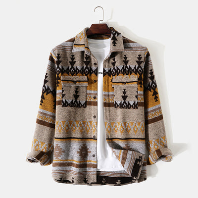 Chaqueta Estampada de Manga Larga con Solapa para Hombre