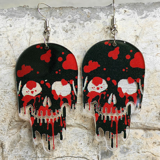 Aretes de Calavera Halloween en Acrílico - Diseño Geométrico Moderno