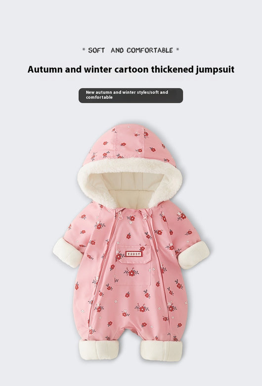 Abrigo Enterizo de Algodón Grueso para Bebé Niña - Pijama Invernal Cálido - Image 9