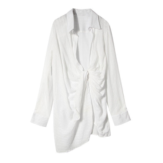Blusa Blanca Asimétrica de Temperamento Elegante - Image 9