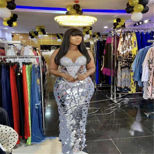 Vestido Largo de Noche con Cintura Elástica Fruncida - Disfraz de Escenario