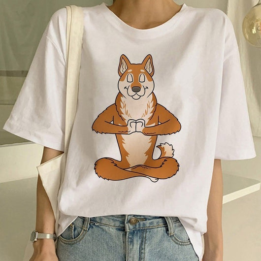 Camiseta Cuello Redondo Estampado Shiba Inu para Mujer - Image 16