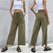 Pantalones Anchos Cropped de Algodón con Cordón Ajustable