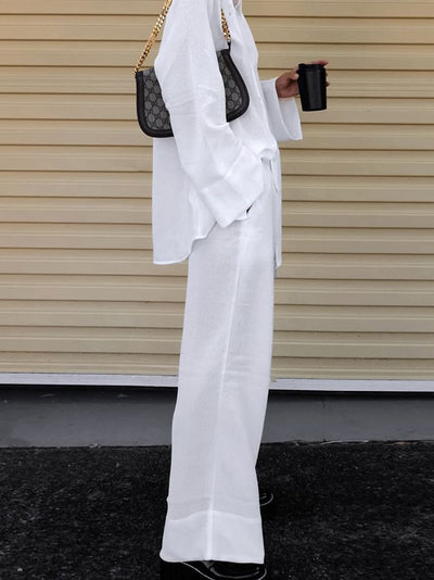 Conjunto Casual Elegante: Blusa Suelta con Cordones y Pantalón Ancho - Image 10