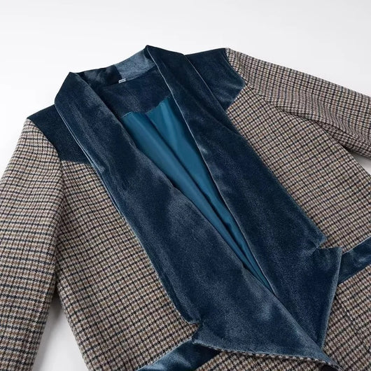 Abrigo de Lana a Cuadros Combinado para Mujer - Image 15
